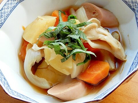 魚嫌いでも❤ヘルシーな魚肉ソ＆キノコ＆根菜の煮物♪